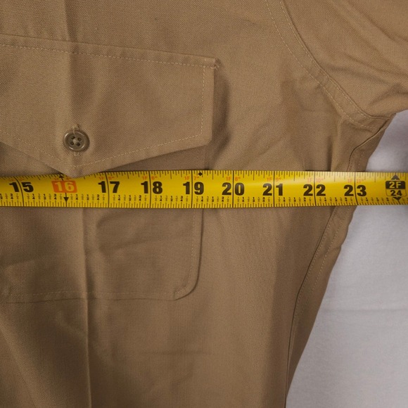 Vintage Creighton USMC Shirt Khaki Tan Wool Blend‎ Button Up Mens Large 16.5 USA - Picture 6 of 9